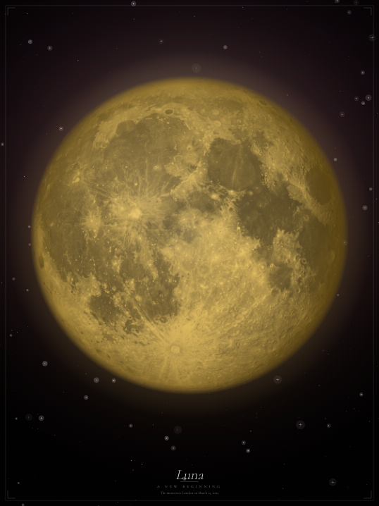 Moon phase poster — Luna (wine golden)